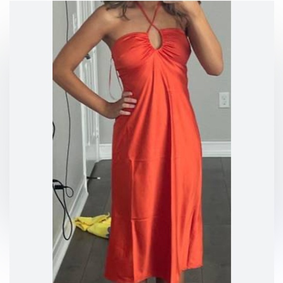 Abercrombie & Fitch Dresses & Skirts - Abercrombie & Fitch Satin Halter Slip Dress in Orange